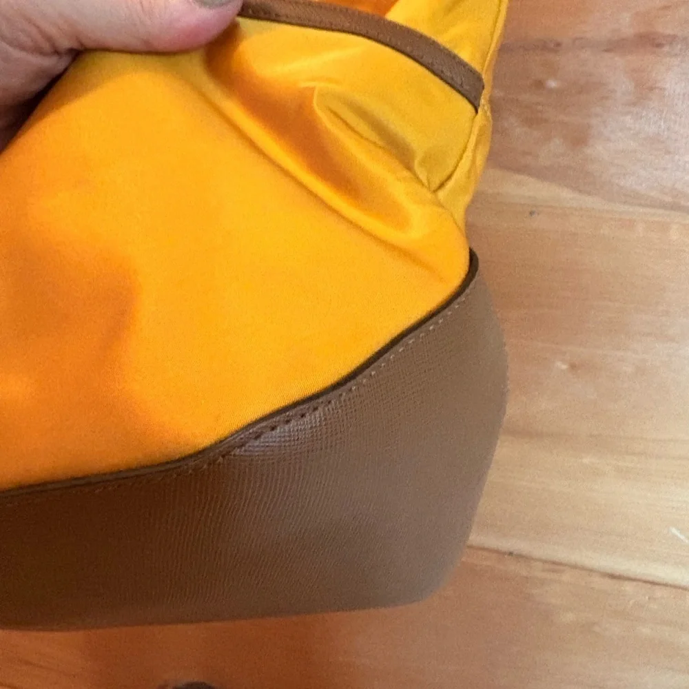 Michael Kors Kempton Medium Pocket Nylon Tote Handbag Purse Hunter Forest Yellow